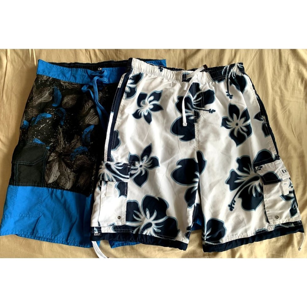 Bundle of 2 Men's Swim Trunks Size L Burr Artik Sounds and Exist Supreme